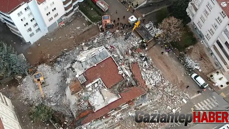 Gaziantep'te yıkılan binalar havadan görüntülendi