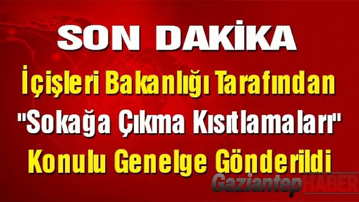 81 ilin valiliğine Sokağa Çıkma Kısıtlamaları konulu genelge gönderildi