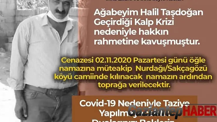 Gaziantep Milletvekili  Dr. Muhittin Taşdoğan'ın acı günü
