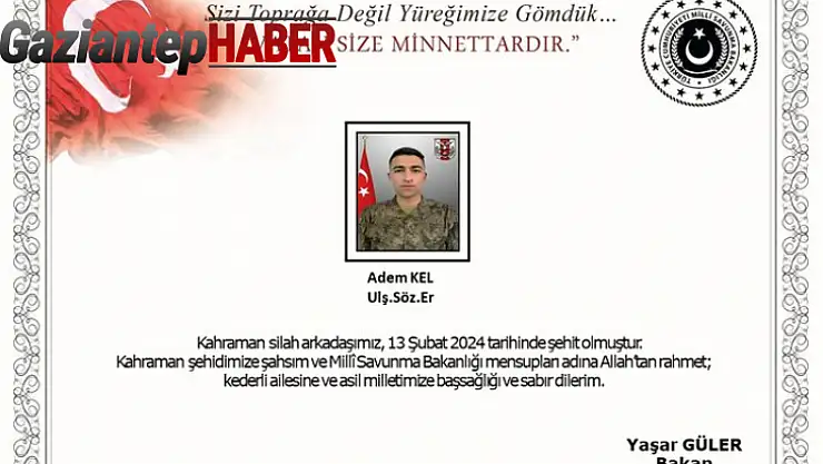 MSB: 'Araç kazası sonucu bir asker şehit oldu'