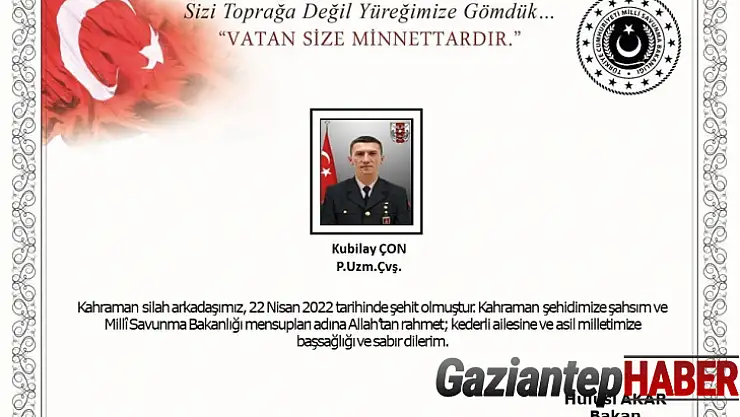 MSB: ' Pençe-Kilit operasyon bölgesinde 1 asker şehit oldu'