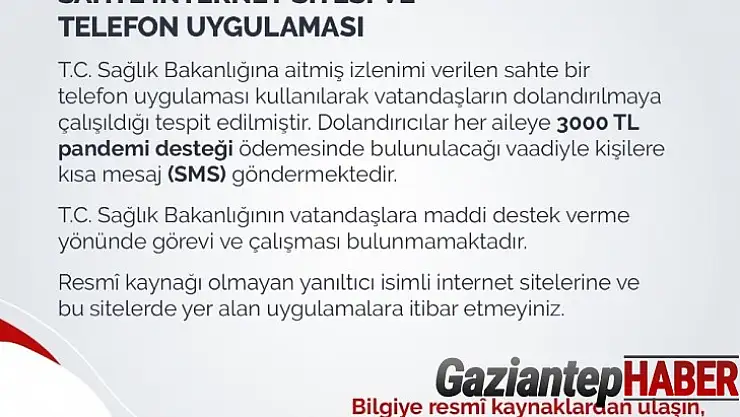 Sağlık Bakanlığı dolandırıcılığa karşı uyardı