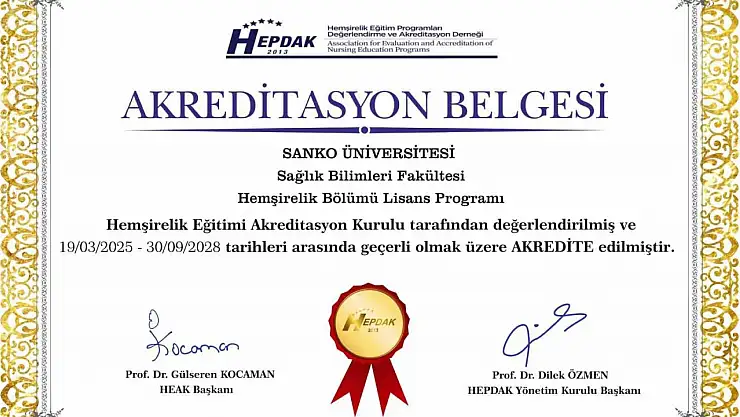 SANKO Üniversitesi hemşirelik programı yeniden akredite edildi