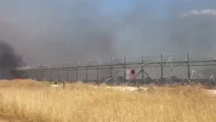 Suriye sınırındaki mayınlı alanda korkutan yangın