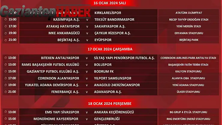 Ziraat Türkiye Kupası'nda 5. tur programı belli oldu