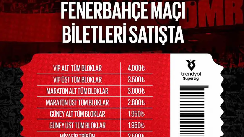 Gaziantep FK - Fenerbahçe maçının biletleri satışa çıktı