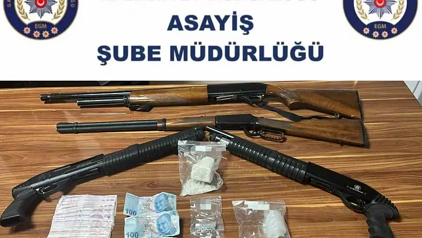 Gaziantep'te 4 adet ruhsatsız tüfek ile uyuşturucu madde ele geçirildi: 4 gözaltı