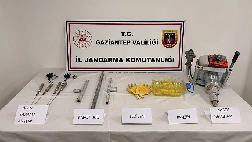 Gaziantep'te kaçak kazı yapan şahıslara jandarmadan suçüstü: 5 gözaltı