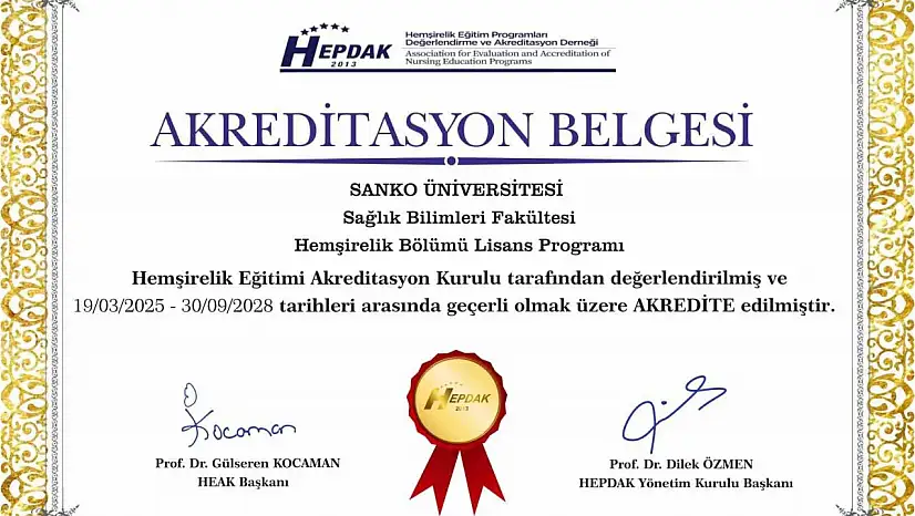SANKO Üniversitesi hemşirelik programı yeniden akredite edildi