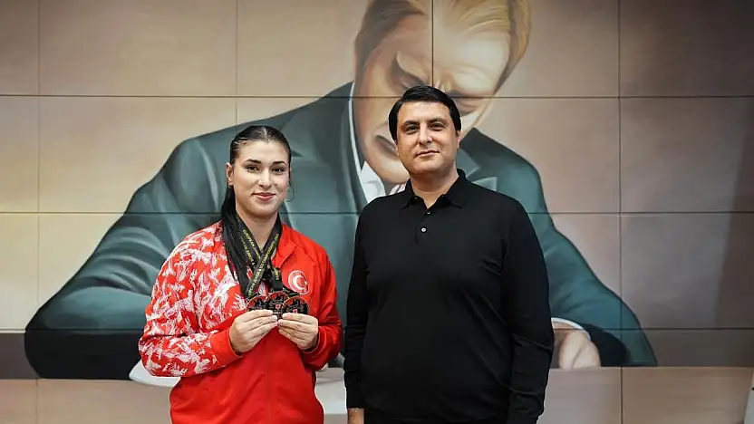 Başkan Yılmaz, Avrupa rekortmeni Büşra Çan'ı ağırladı