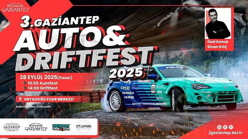 Gaziantep'te Auto ve Drift Fest 2025 heyecanı başlıyor