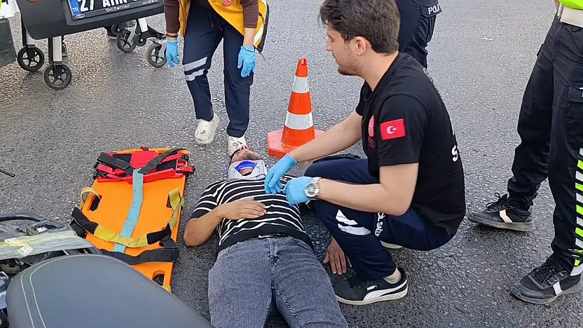 Minibüsün çarptığı motosikletin sürücüsü yaralandı