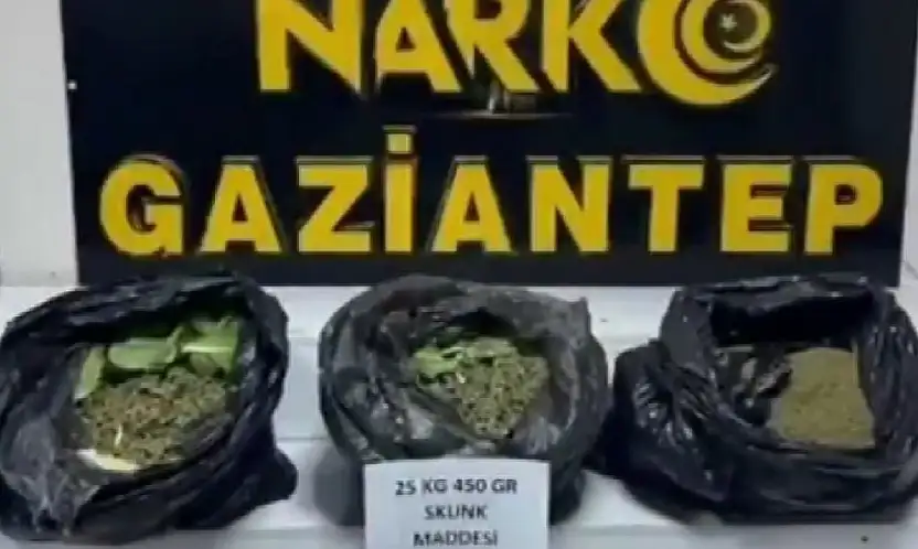 Gaziantep'te 22 kilo skunk ile çok sayıda silah ele geçirildi: 7 gözaltı